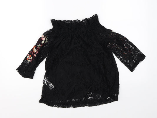 Womens UK Size 8 New Look Black Basic Blouse