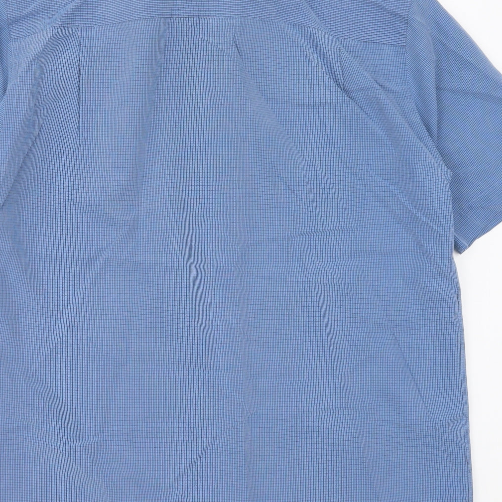 Mens UK Size S NEXT Blue Button-Up Short Sleeve Casual Shirt