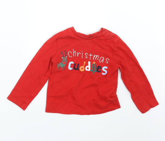 F&F Baby Red Geometric Babydoll Pyjama Set Size 12-18 Months - Christmas