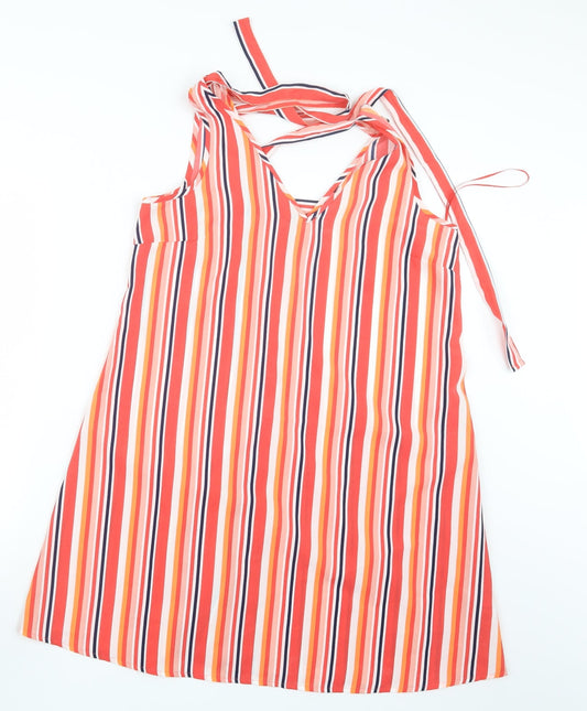 Matalan Womens Red Striped Basic T-Shirt Size 8 - Long