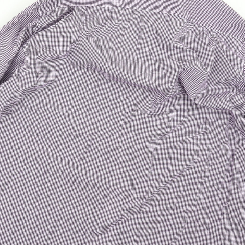 Mens UK Size 16 Cedar Wood State Purple Button-Up Long Sleeve Casual Shirt