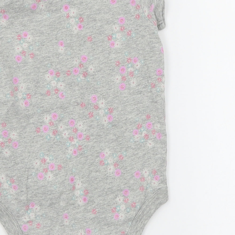 Gap Girls Grey Floral Jersey Babygrow One-Piece Size 18-24 Months