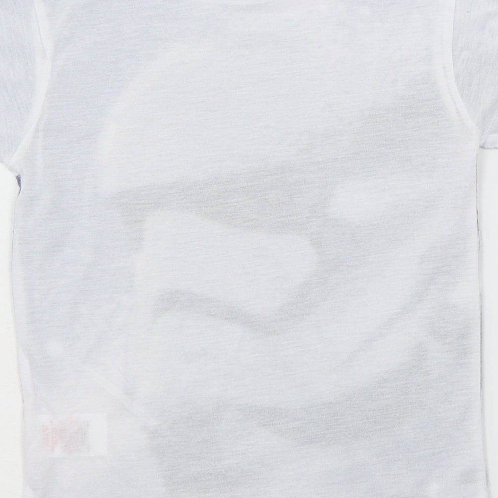 Brand and care label for Urban 65 Outlaws boys’ blue geometric jersey basic t-shirt, size 5-6, years
