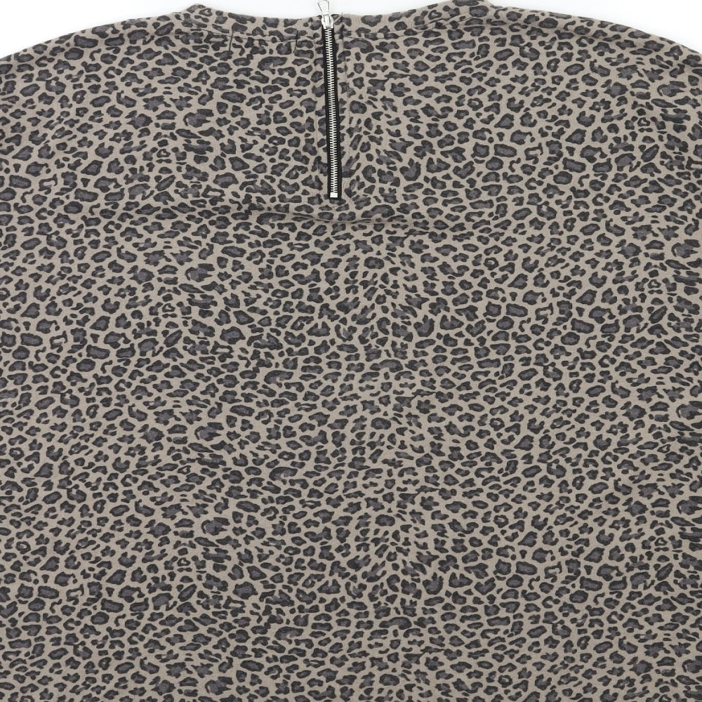 Primark Womens Grey Animal Print Knit Pullover Jumper Size 12