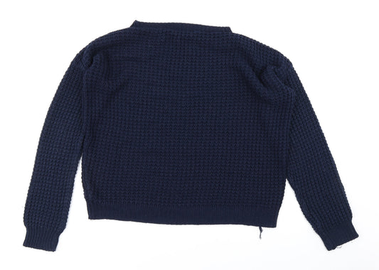 Boohoo Womens Blue Knit Pullover Jumper Size S