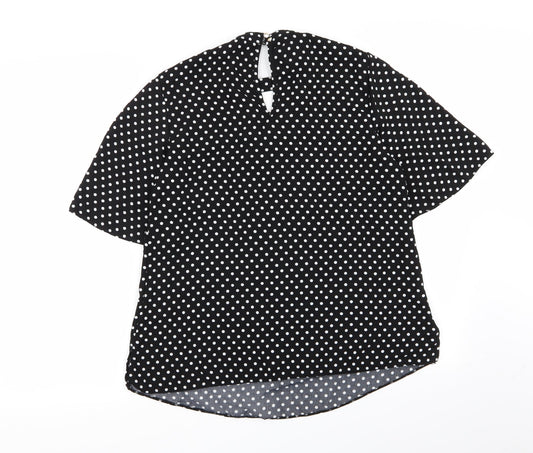 F&F Womens Black Polka Dot Basic Blouse Size 12