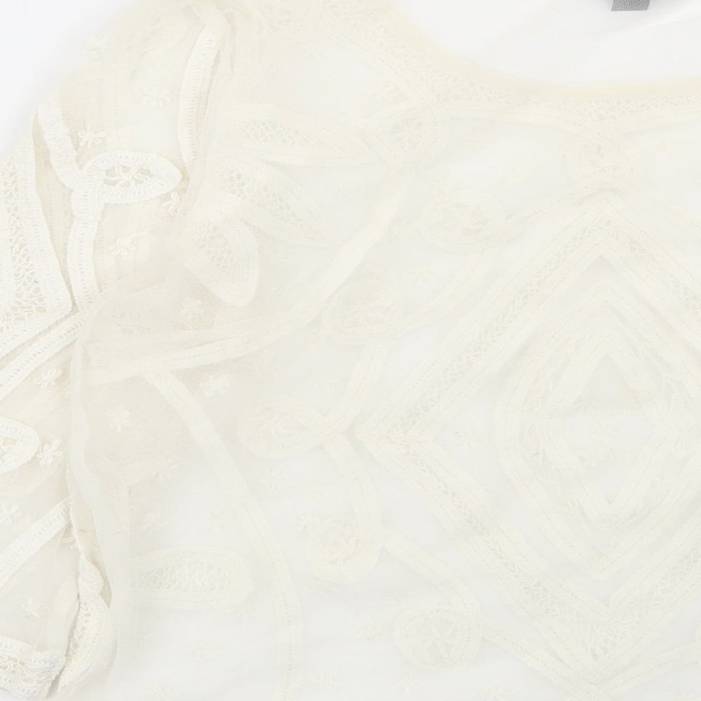 Womens UK Size 8 Topshop Ivory Basic T-Shirt