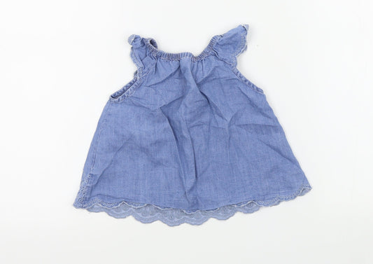 BABY B'GOSH Girls Blue Colourblock Basic Blouse Size 2 Years