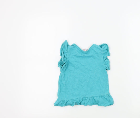 MINI CUB Girls Blue Colourblock Basic T-Shirt Size 2-3 Years