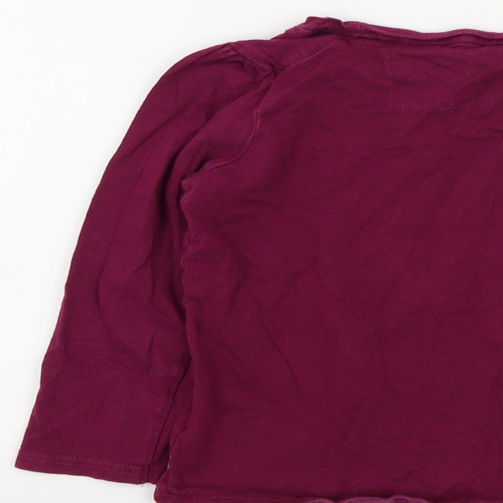 Brand and care label for Sweet Millie girls’ purple colourblock basic t-shirt, size 4, years