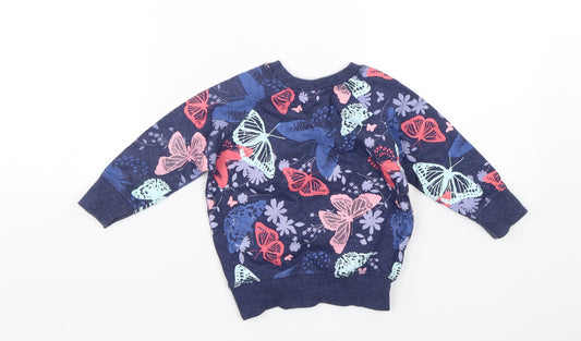 E-vie Angel Girls Blue Floral Pullover Sweatshirt Size 2 Years - butterflies