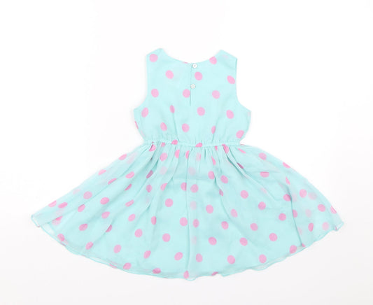 E-vie Angel Girls Blue Polka Dot Tank Dress Size 2 Years