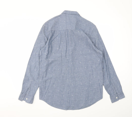 Topman Mens Blue Button-Up Size M