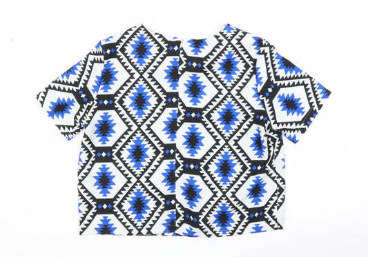 Cameo Rose Womens Blue Geometric Basic Blouse Size 12