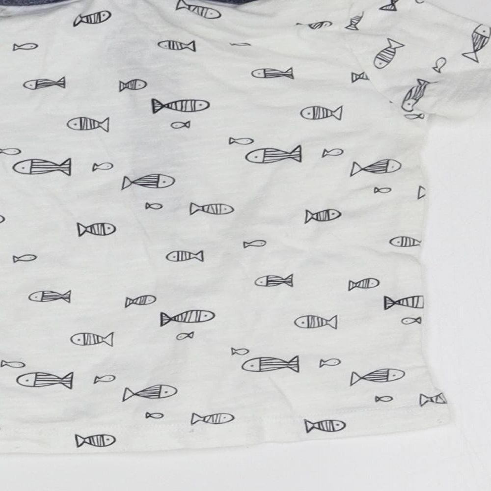 F&F Girls White Geometric Basic T-Shirt Size 3-6 Months