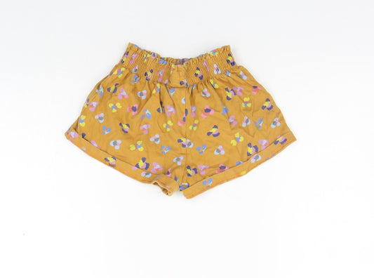 NEXT Girls Yellow Geometric Cropped Trousers - Elastic Waist Band
