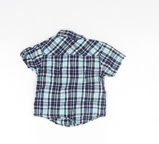 Primark Girls Blue Check Basic T-Shirt Size 12-18 Months