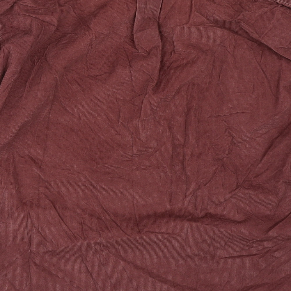 Mens UK Size S Marks and Spencer Red Button-Up Long Sleeve Casual Shirt