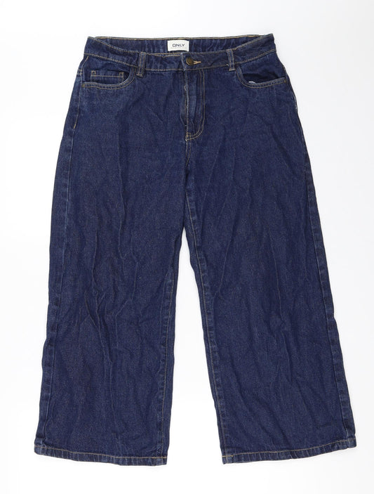 Additional front view of Only women’s blue denim cropped jeans, size UK 29, in, 22.5-inch leg