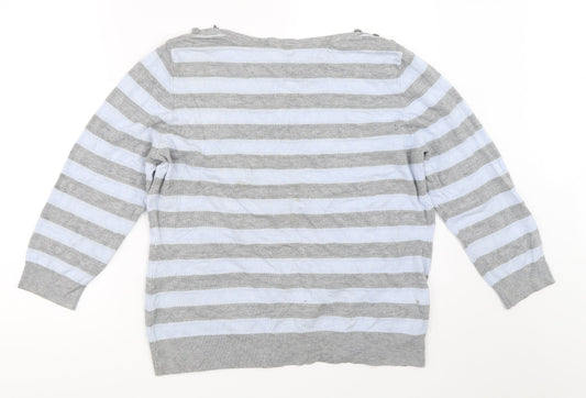 Country Casuals Womens Grey Striped Pullover Jumper Size XL