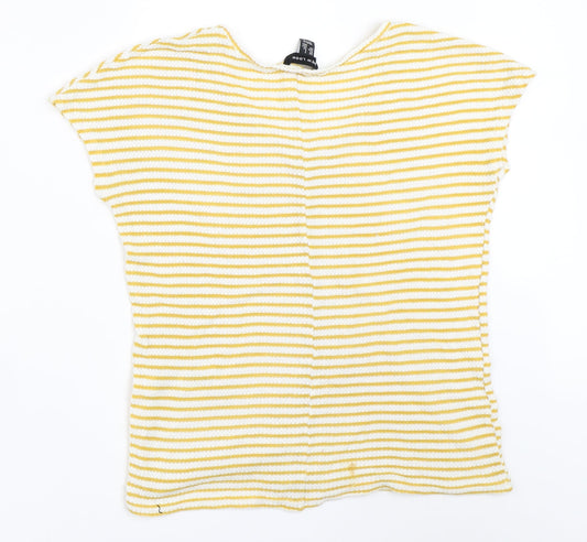 New Look Womens Yellow Striped Basic T-Shirt Size S