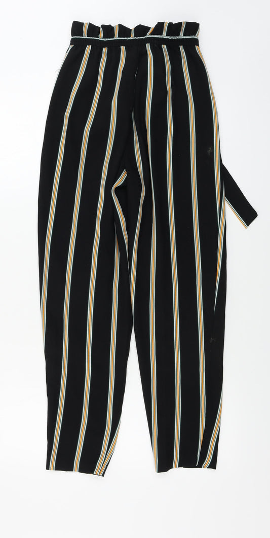 F&F Womens Black Striped Trousers Size 6 L27 in