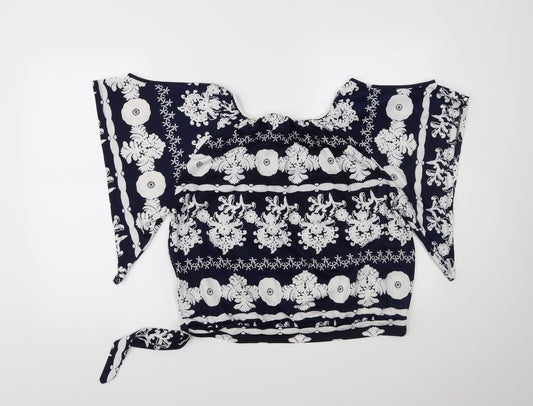 Quiz Womens Blue Paisley Basic Blouse Size 10