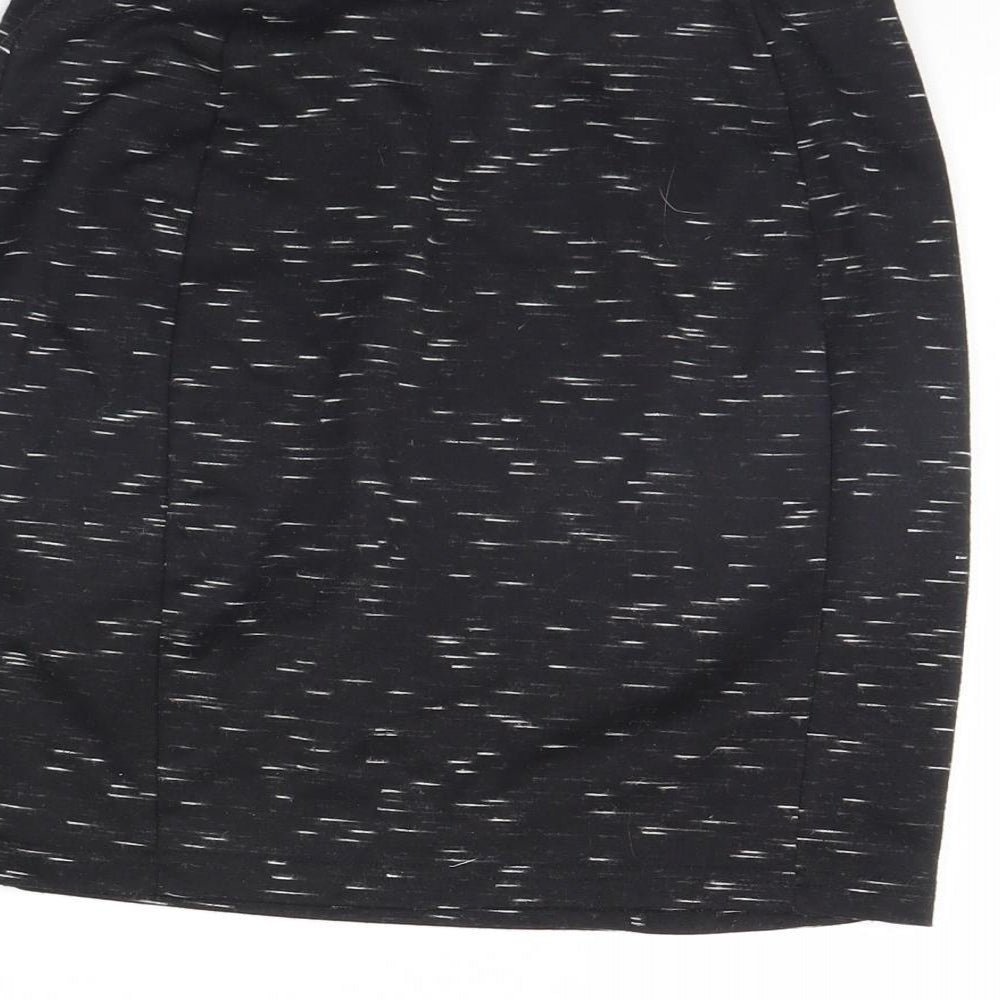 Brand and care label for Papaya women’s black mini skirt, size UK 8