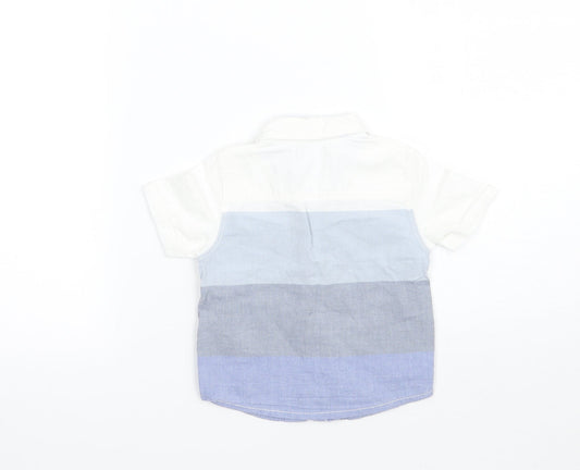 F&F Boys Blue Striped Basic Button-Up Size 3-6 Months
