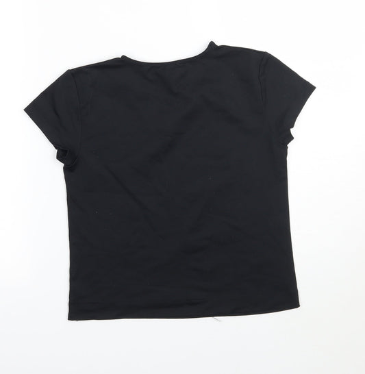 Preworn Womens Black Basic T-Shirt Size 14