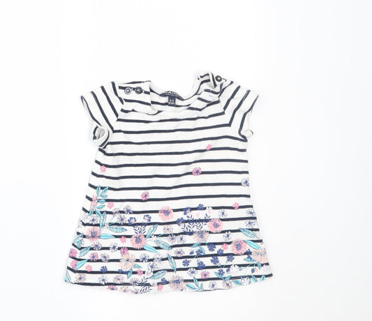 Maine New England Girls White Striped T-Shirt Dress Size 0-3 Months