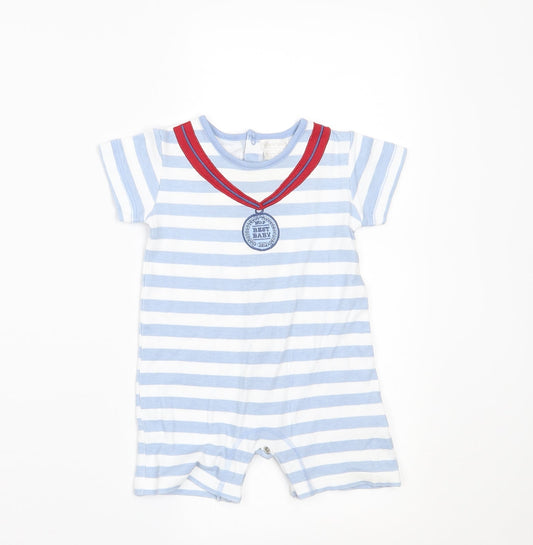 mamas & papas Baby Blue Striped Romper One-Piece Size 3-6 Months