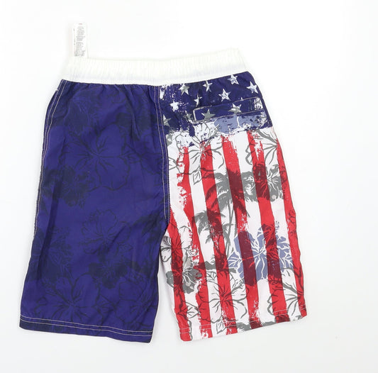 Rebel Boys Blue Geometric Bermuda Shorts Size 9-10 Years