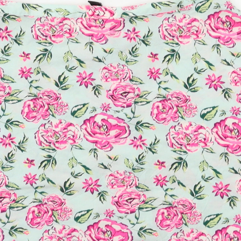 H&M Womens Green Floral Flare Skirt Size 6