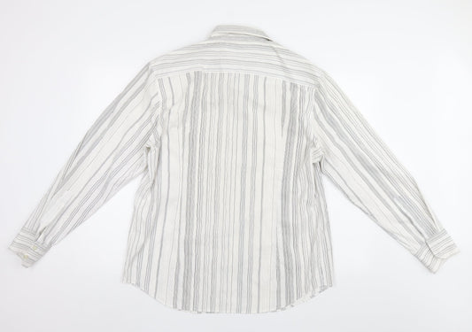 Burton Mens White Striped Button-Up Size L