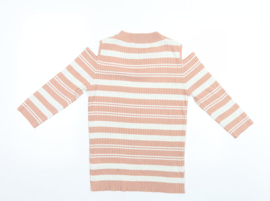 Brave Soul Womens Pink Striped Pullover Jumper Size 14