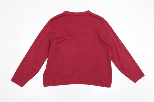 4 Me Womens Pink Knit Pullover Jumper Size L
