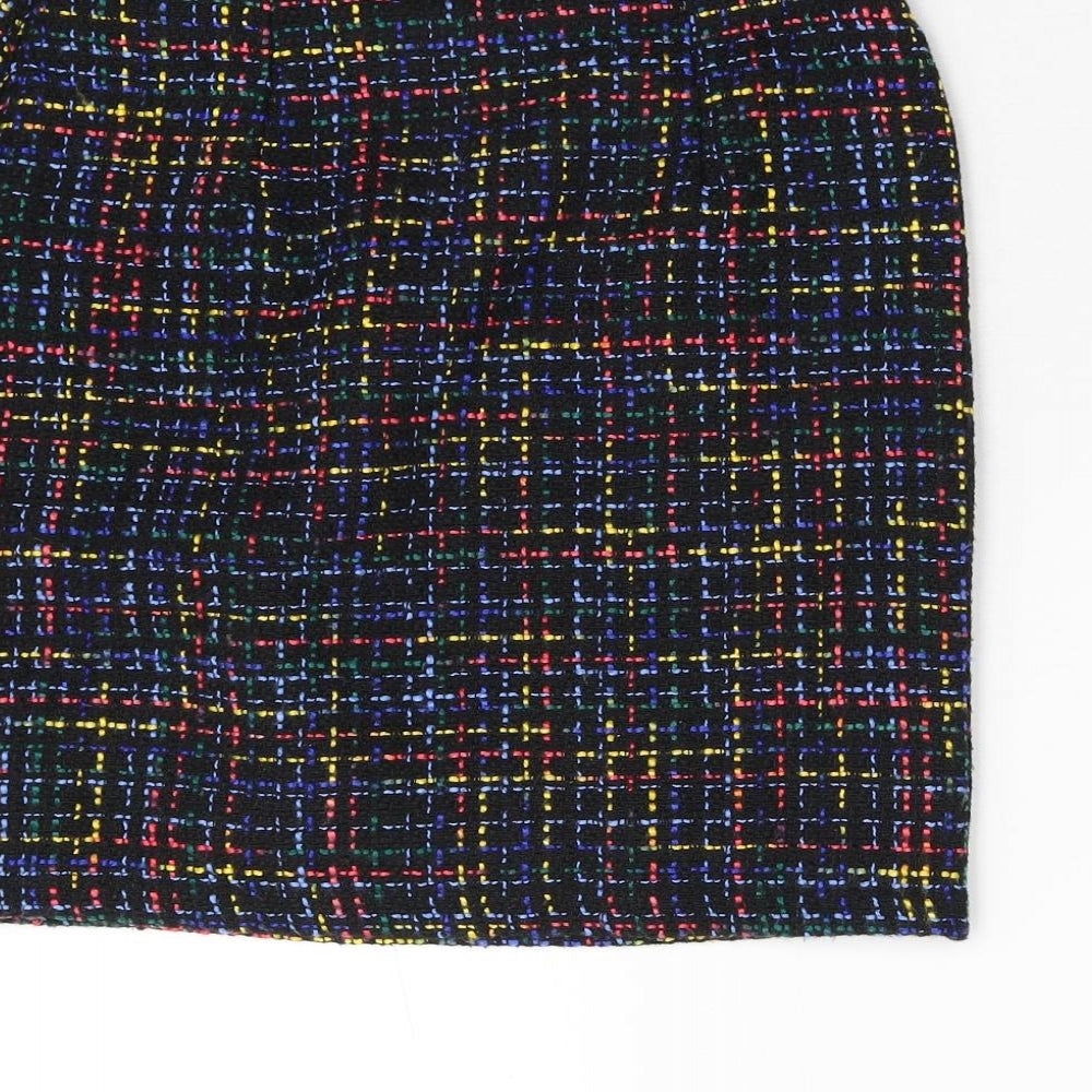 Brand and care label for Papaya women’s multicoloured check mini skirt, size UK 8