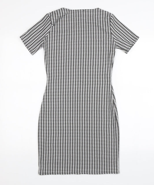 Boohoo Womens Black Plaid Shift Size 8