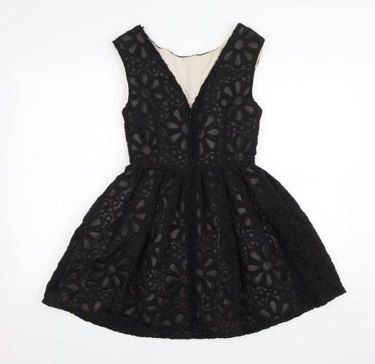 Topshop Womens Black A-Line Size 8