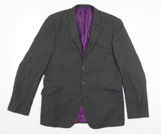 Mens UK Size 42 Alfred Brown Regular Grey Suit Jacket