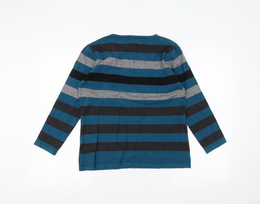 Elegance Womens Blue Striped Pullover Jumper Size M