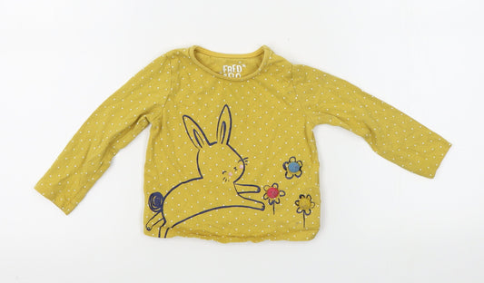 F&F Baby Yellow Polka Dot Babydoll Pyjama Top Size 12-18 Months