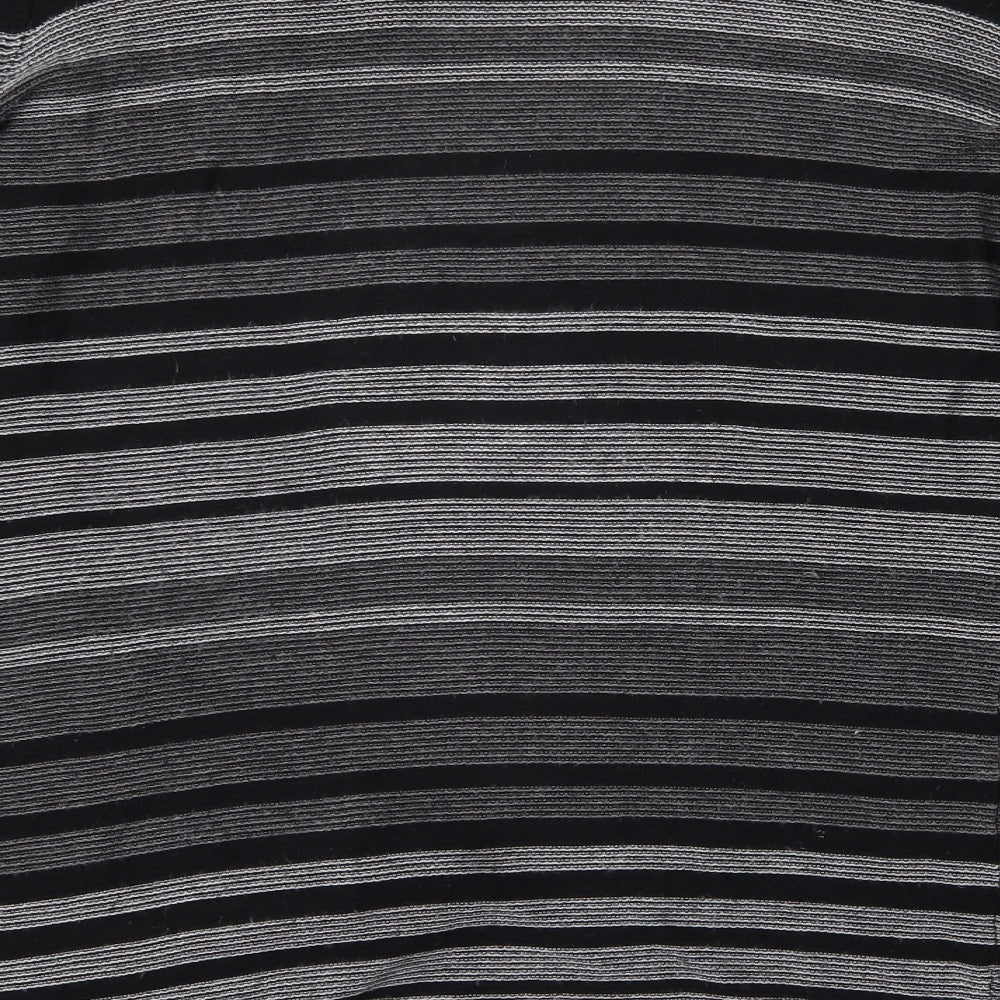 bm Collection Womens Grey Striped Cardigan Jumper Size M