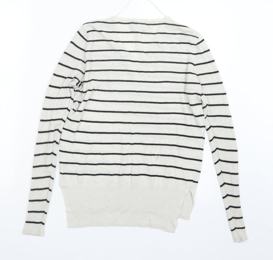 Atmosphere Womens White Striped Knit Pullover Jumper Size 8