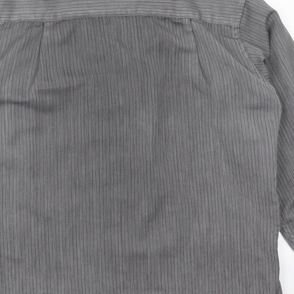 Mens UK Size S C&A Grey Button-Up Long Sleeve Casual Shirt