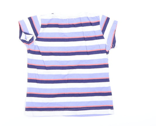 F&F Girls Blue Striped Basic T-Shirt Size 3-4 Years