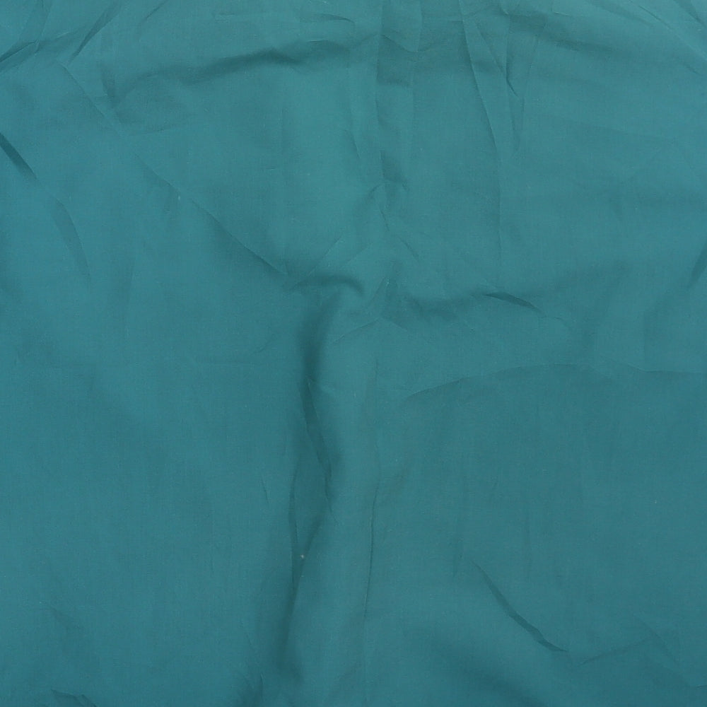 Mens UK Size 17 M&S Green Button-Up Short Sleeve Casual Shirt