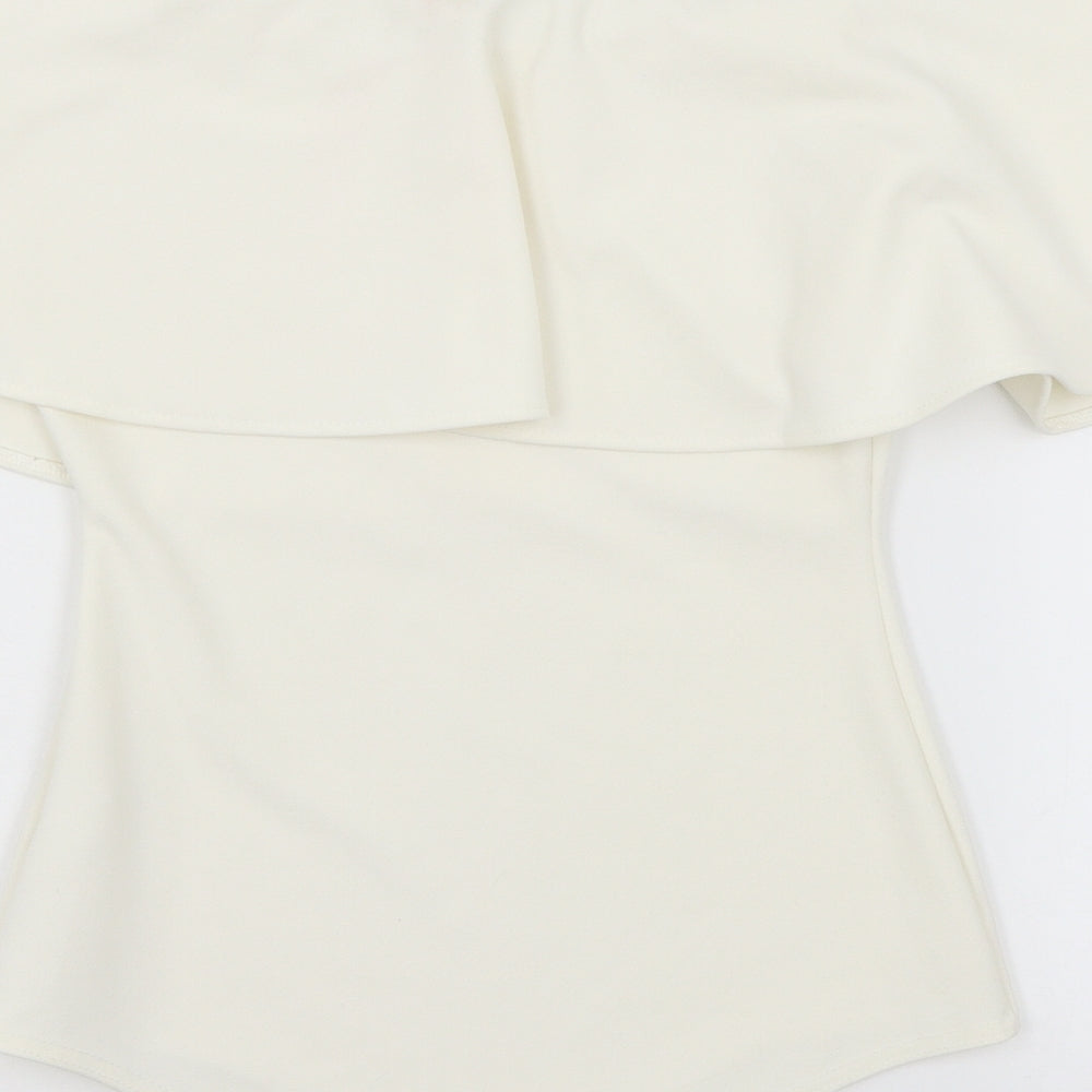 Misspap Womens White Jersey Bodysuit One-Piece Size 8