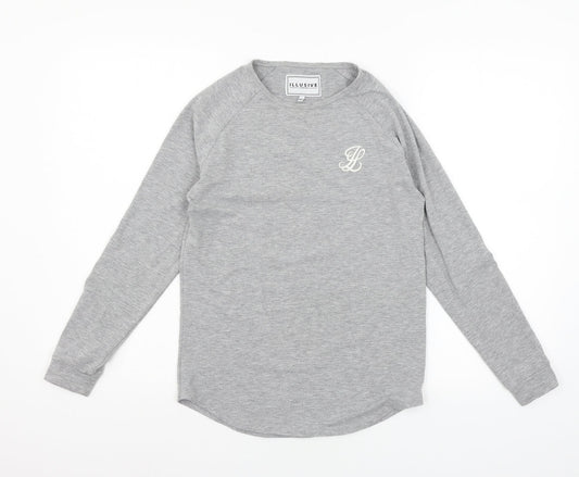 Illusive Boys Grey Jersey Basic T-Shirt Size 11-12 Years